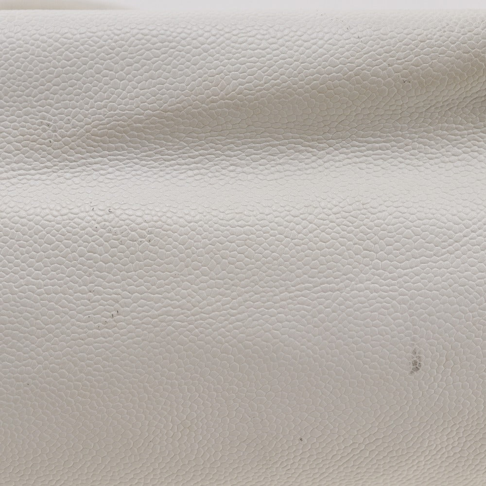 CHANEL Tote Bag Caviar skin White COCO Mark Women Used