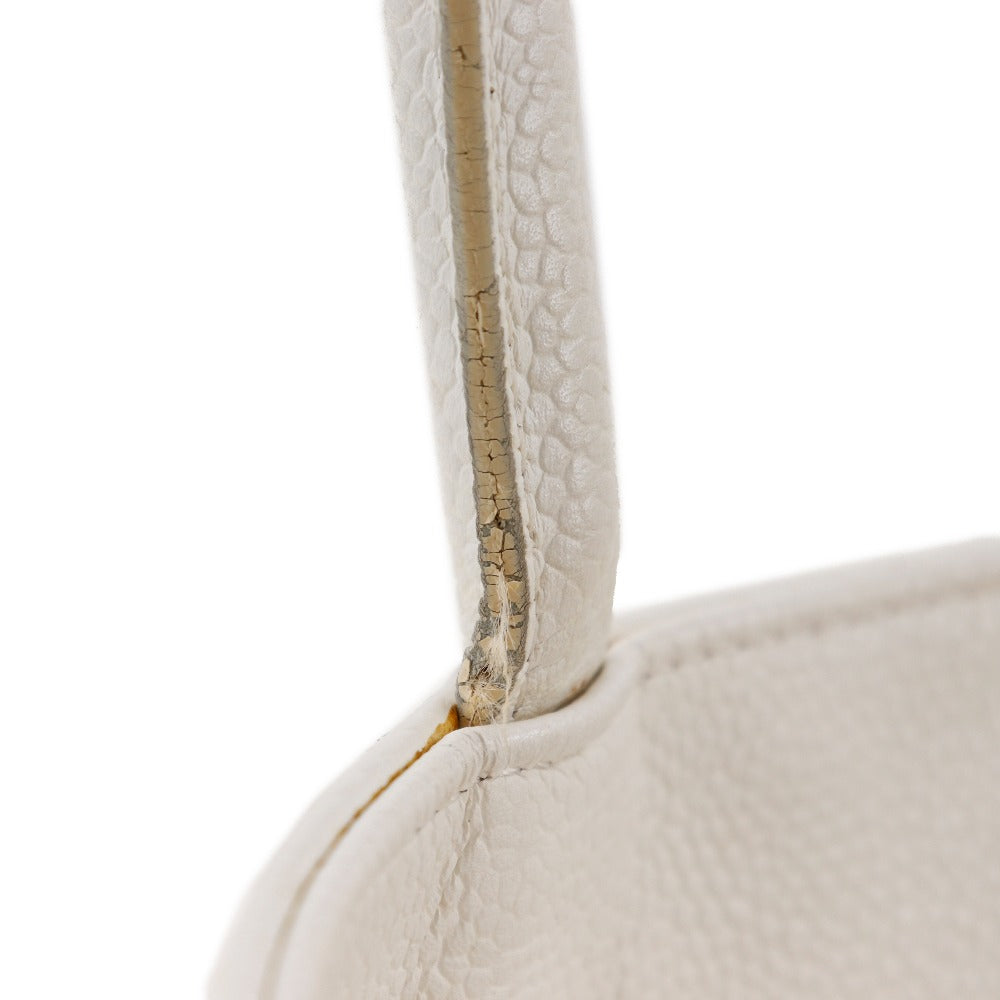 CHANEL Tote Bag Caviar skin White COCO Mark Women Used