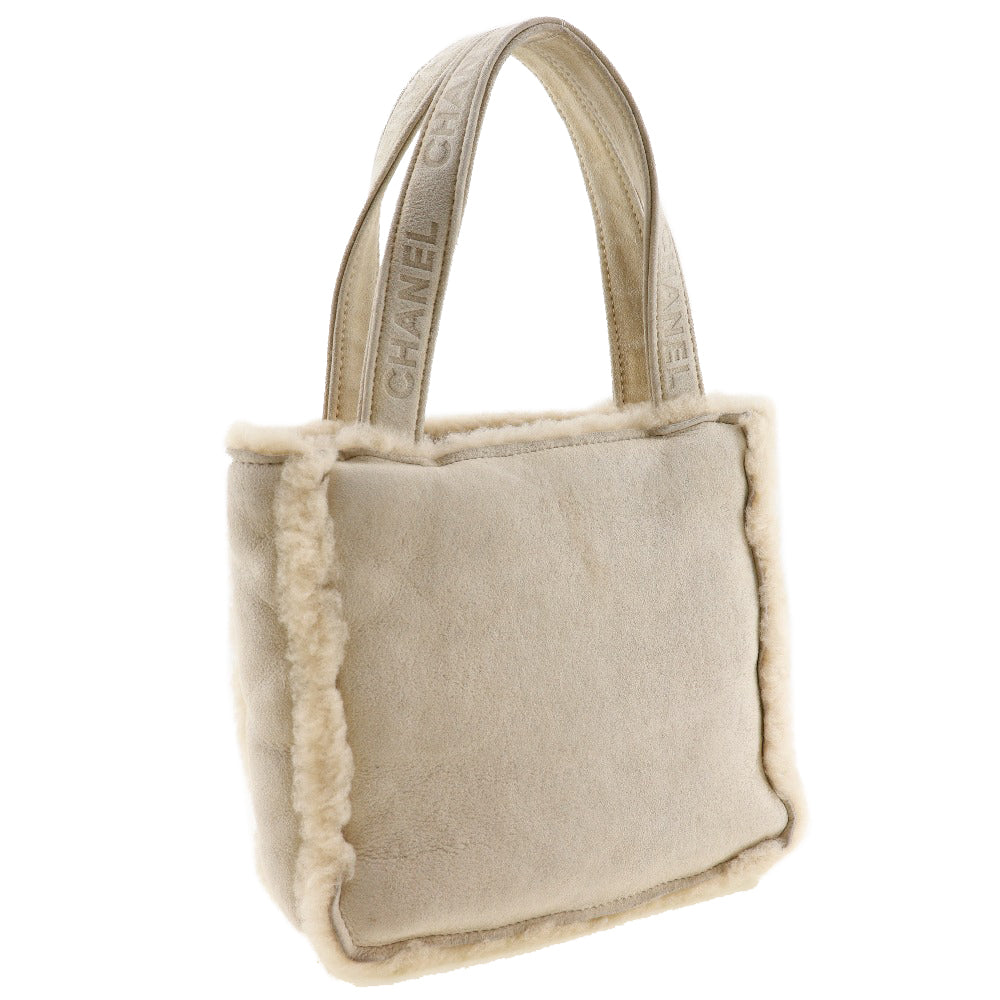 CHANEL Handbag Mouton beige Mini tote handle logo Women Used