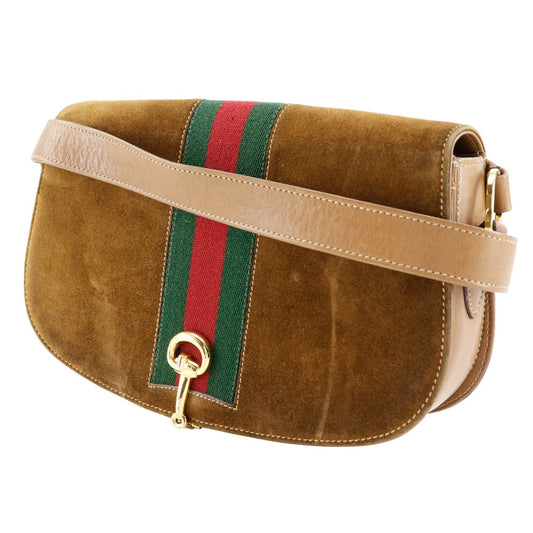 GUCCI Shoulder Bag Suede, Leather beige Sherry line Old Gucci Women Used