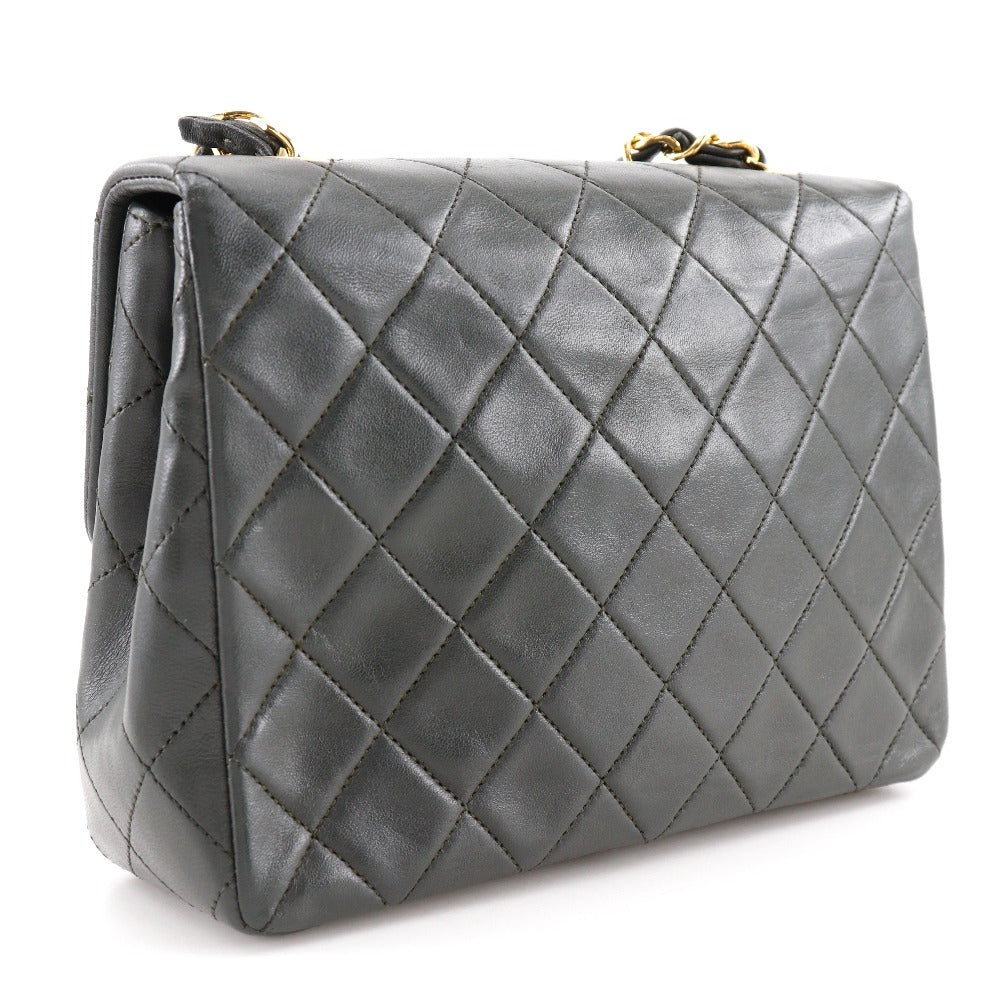 CHANEL Shoulder Bag lambskin Moss green Matrasse ChainShoulder Women Used