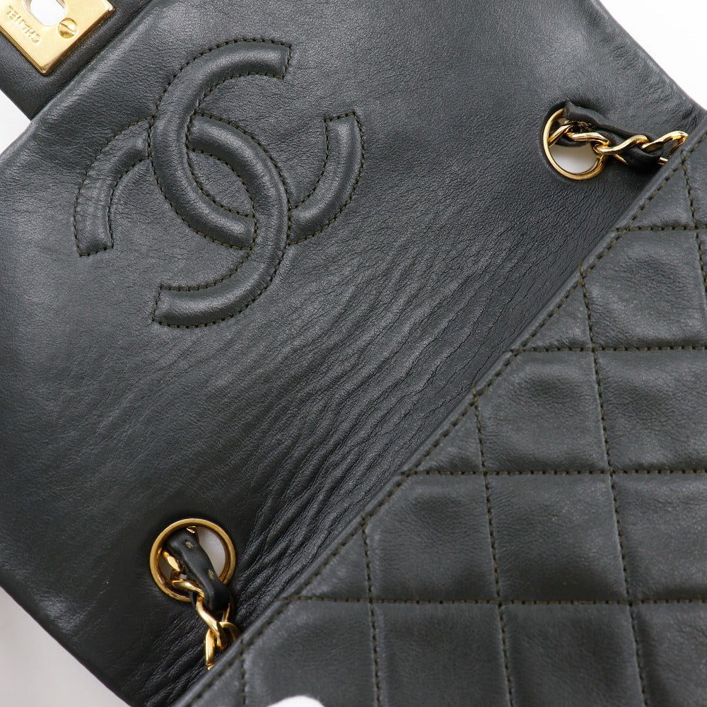 CHANEL Shoulder Bag lambskin Moss green Matrasse ChainShoulder Women Used