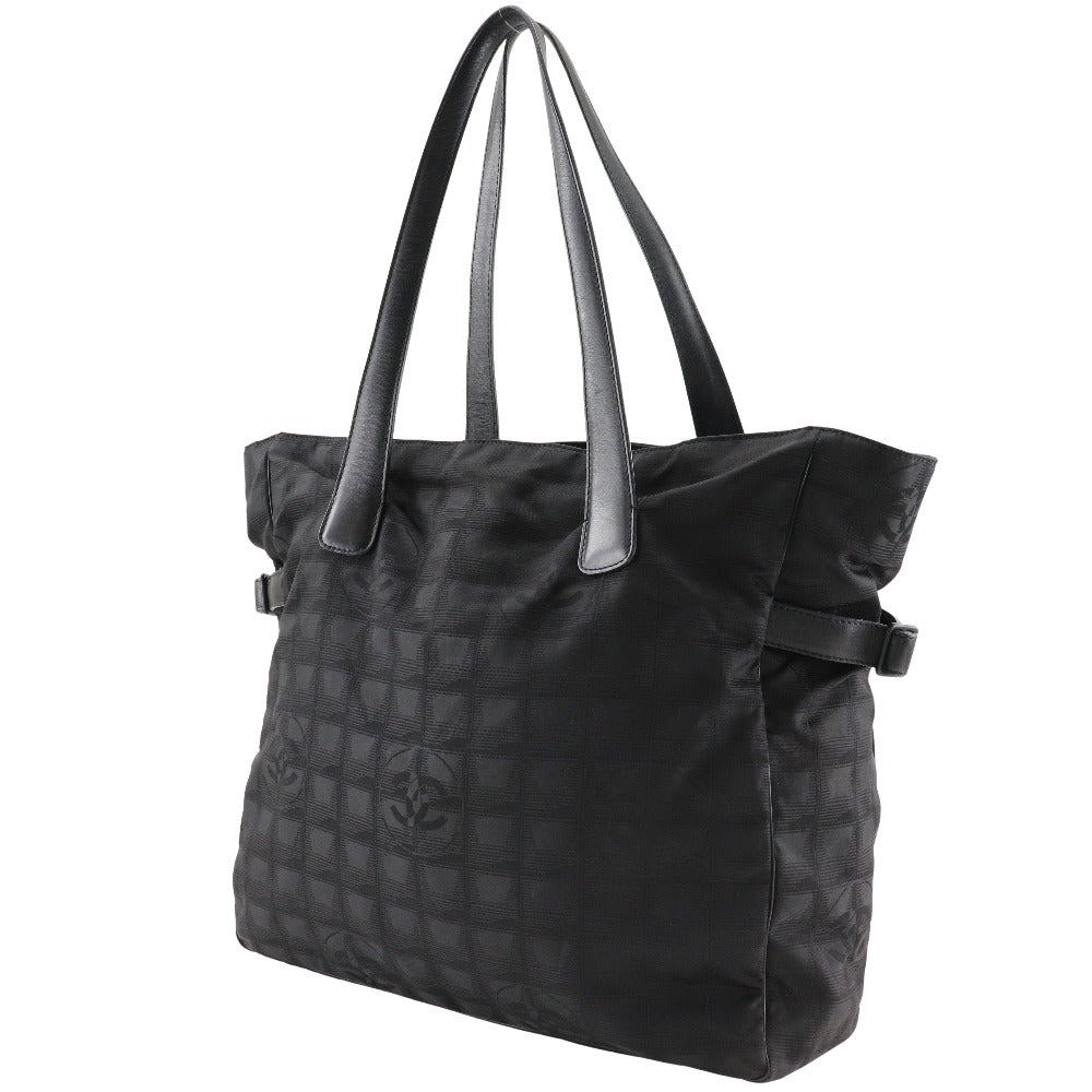 CHANEL Tote Bag Nylon canvas black New travel line Tote GM Women Used