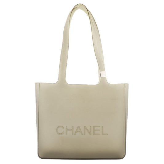 CHANEL Tote Bag rubber gray logo Women Used
