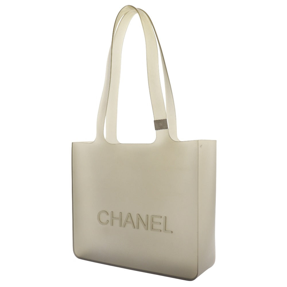CHANEL Tote Bag rubber gray logo Women Used