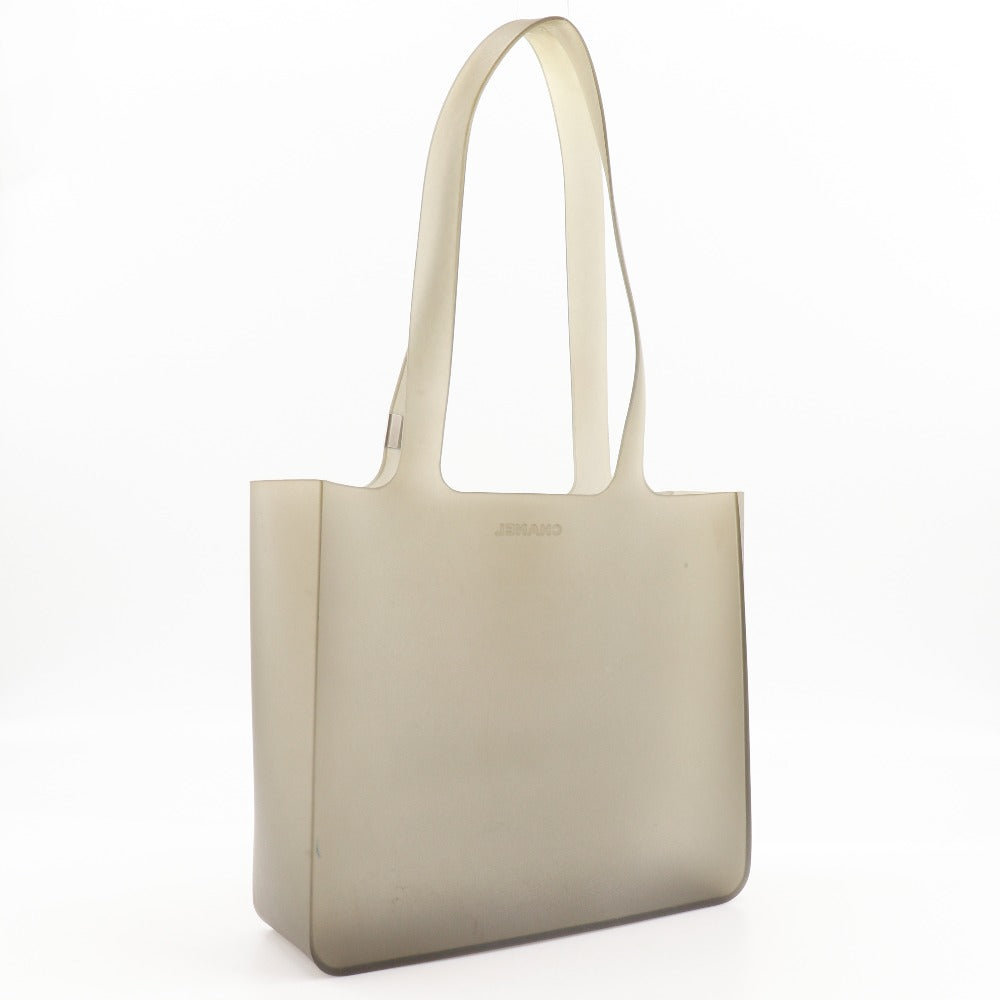 CHANEL Tote Bag rubber gray logo Women Used