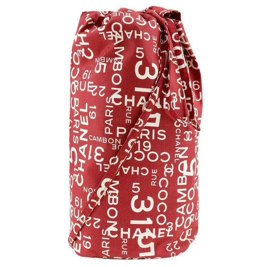 CHANEL Shoulder Bag canvas Red Bi-C Line Drawstring bag Women Used