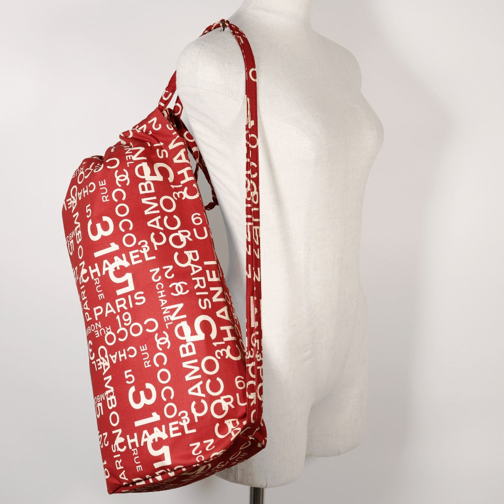 CHANEL Shoulder Bag canvas Red Bi-C Line Drawstring bag Women Used