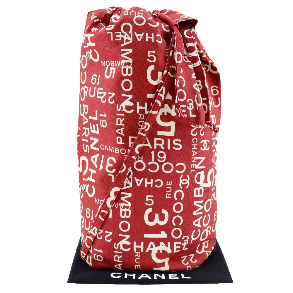 CHANEL Shoulder Bag canvas Red Bi-C Line Drawstring bag Women Used