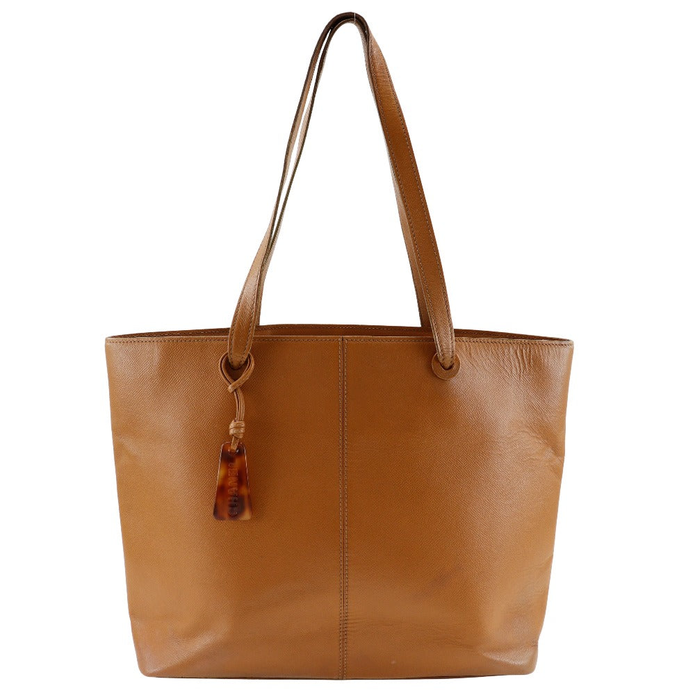 CHANEL Tote Bag leather Brown Logo charm Women Used