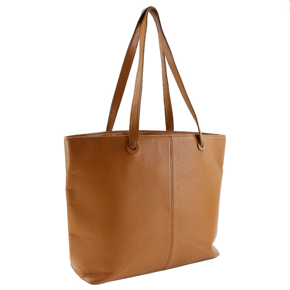 CHANEL Tote Bag leather Brown Logo charm Women Used