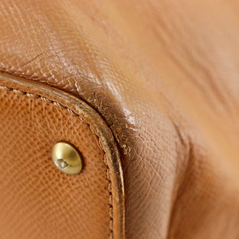 CHANEL Tote Bag leather Brown Logo charm Women Used