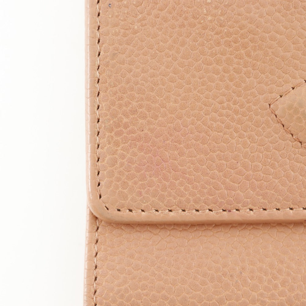 CHANEL Tri-fold wallet Caviar skin pink COCO Mark Women Used