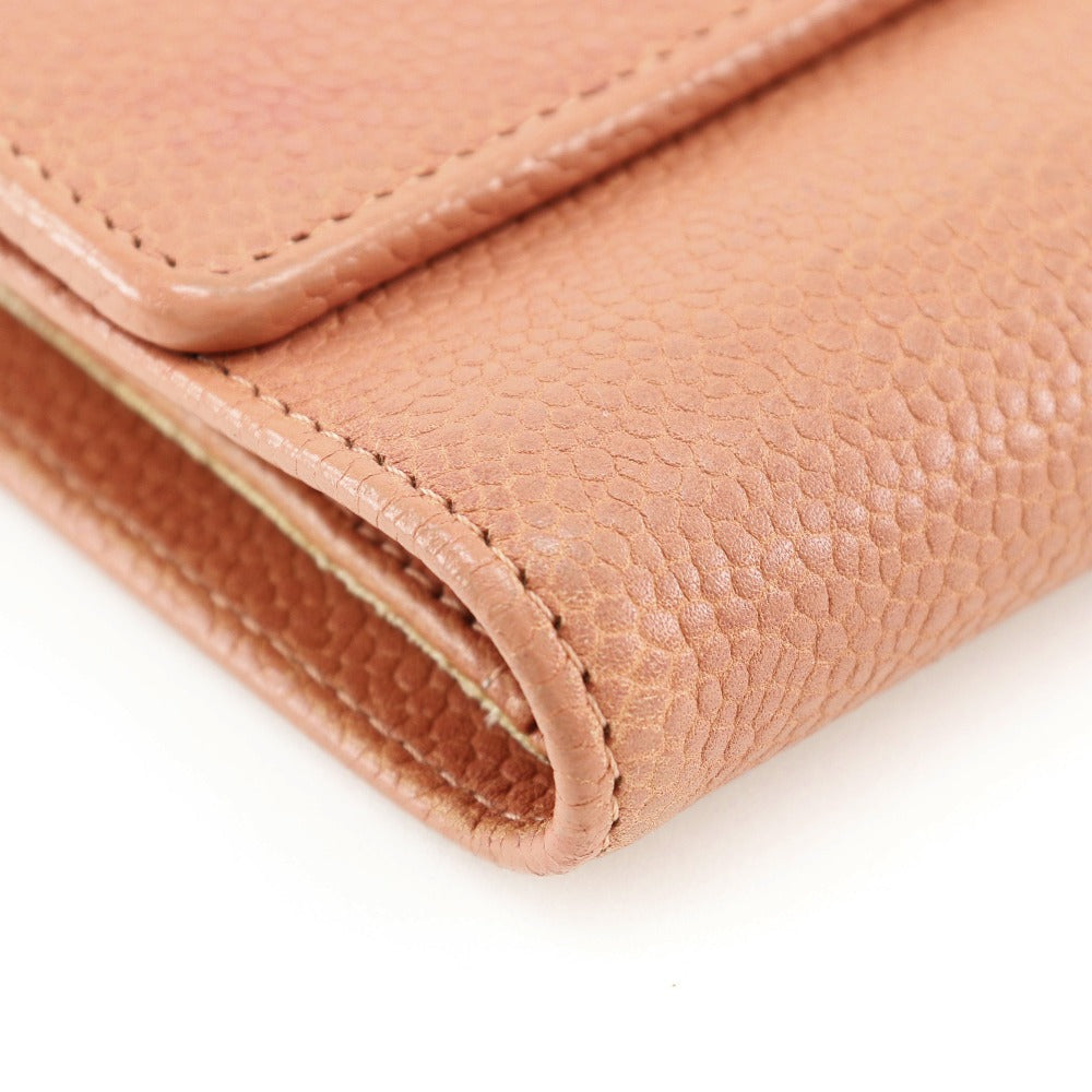 CHANEL Tri-fold wallet Caviar skin pink COCO Mark Women Used