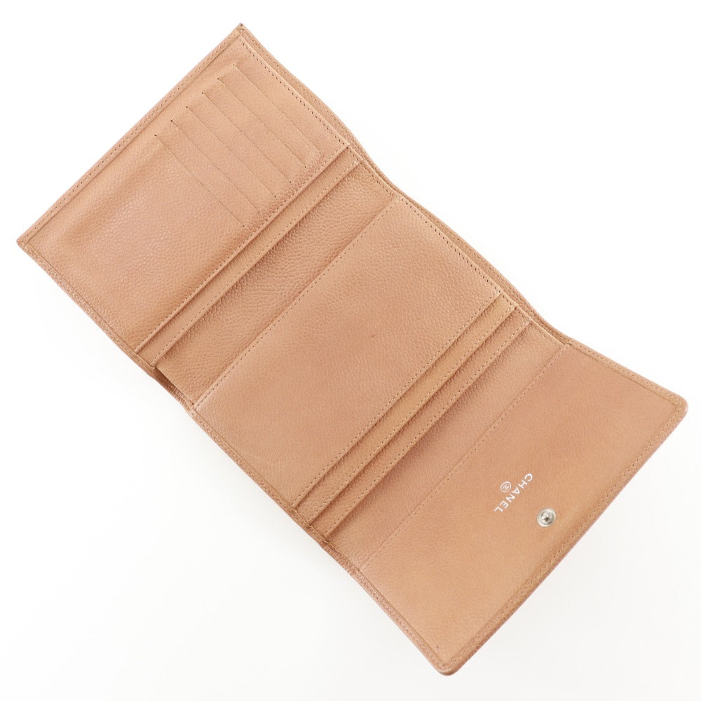 CHANEL Tri-fold wallet Caviar skin pink COCO Mark Women Used