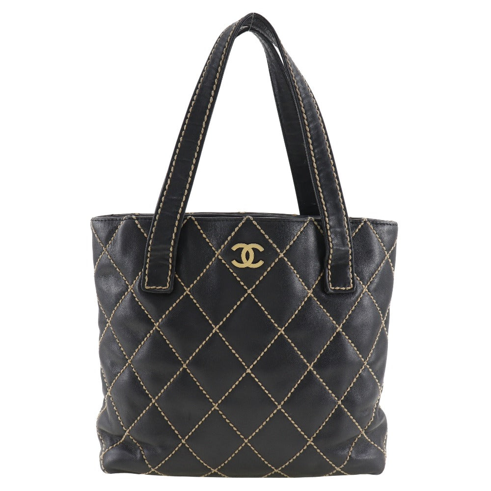 CHANEL Handbag A18126 Calfskin black Wild Stitch Tote Women Used