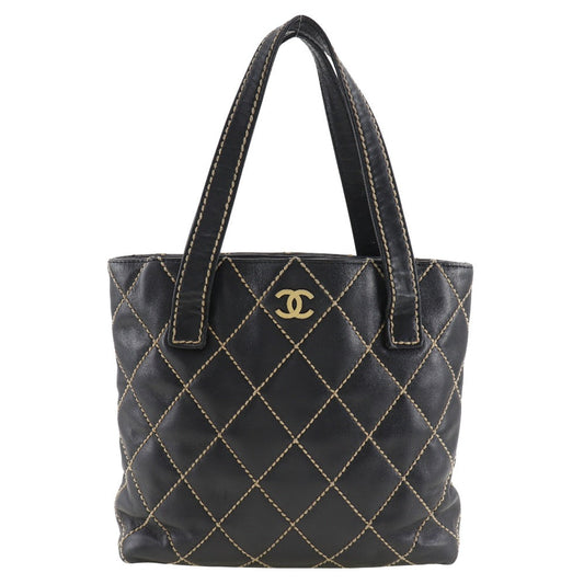 CHANEL Handbag A18126 Calfskin black Wild Stitch Tote Women Used