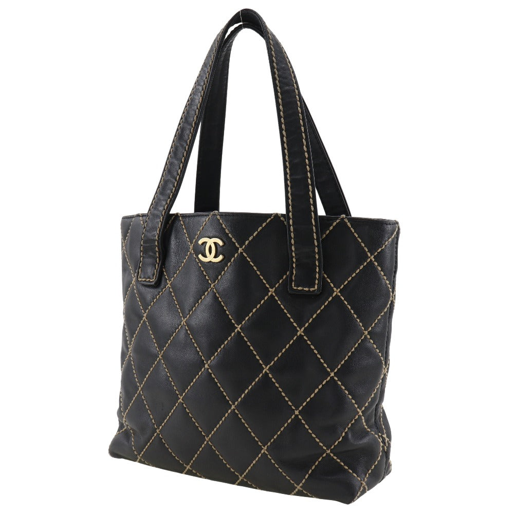 CHANEL Handbag A18126 Calfskin black Wild Stitch Tote Women Used