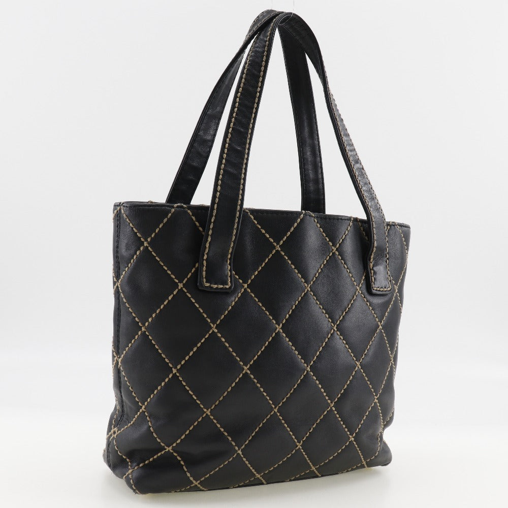 CHANEL Handbag A18126 Calfskin black Wild Stitch Tote Women Used