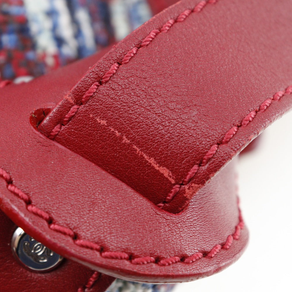 CHANEL Shoulder Bag tweed Red Clover charm one belt Women Used