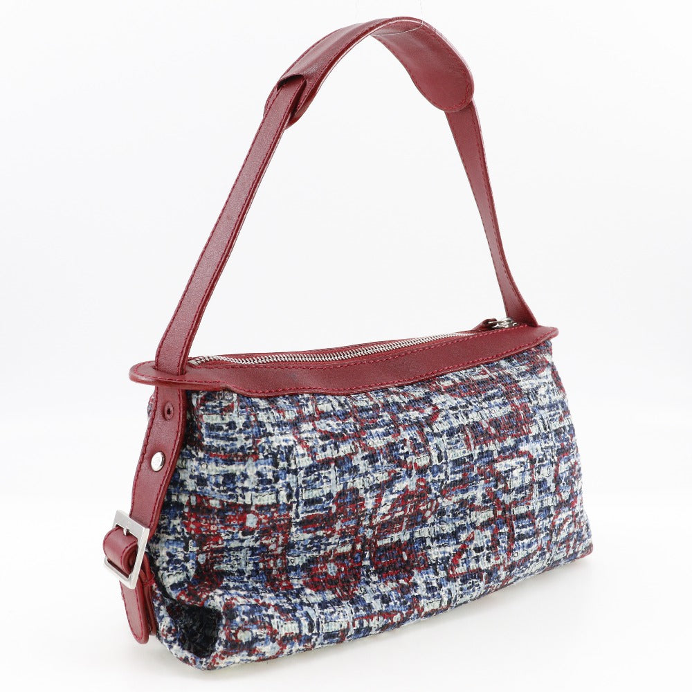CHANEL Shoulder Bag tweed Red Clover charm one belt Women Used