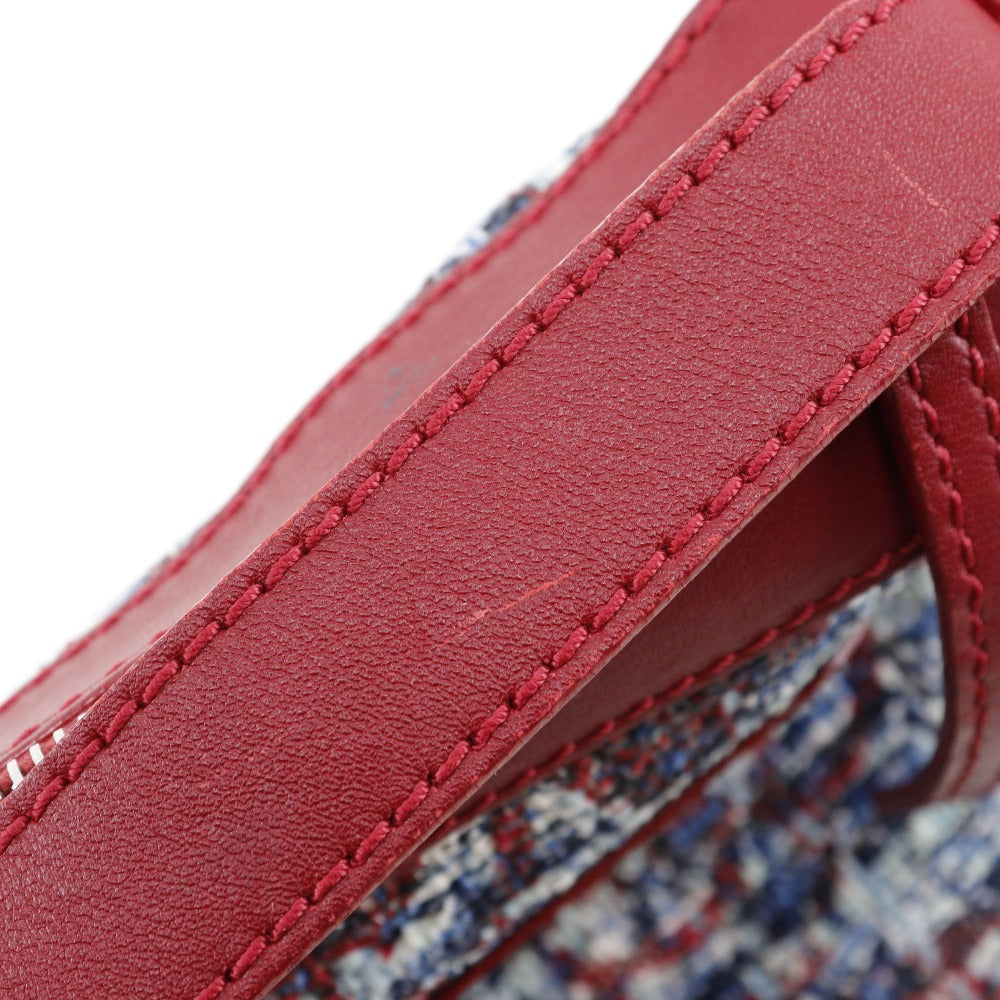 CHANEL Shoulder Bag tweed Red Clover charm one belt Women Used