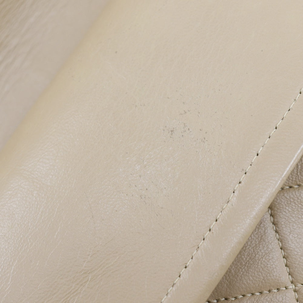 CHANEL Shoulder Bag lambskin beige Double flap Matrasse ChainShoulder Women Used