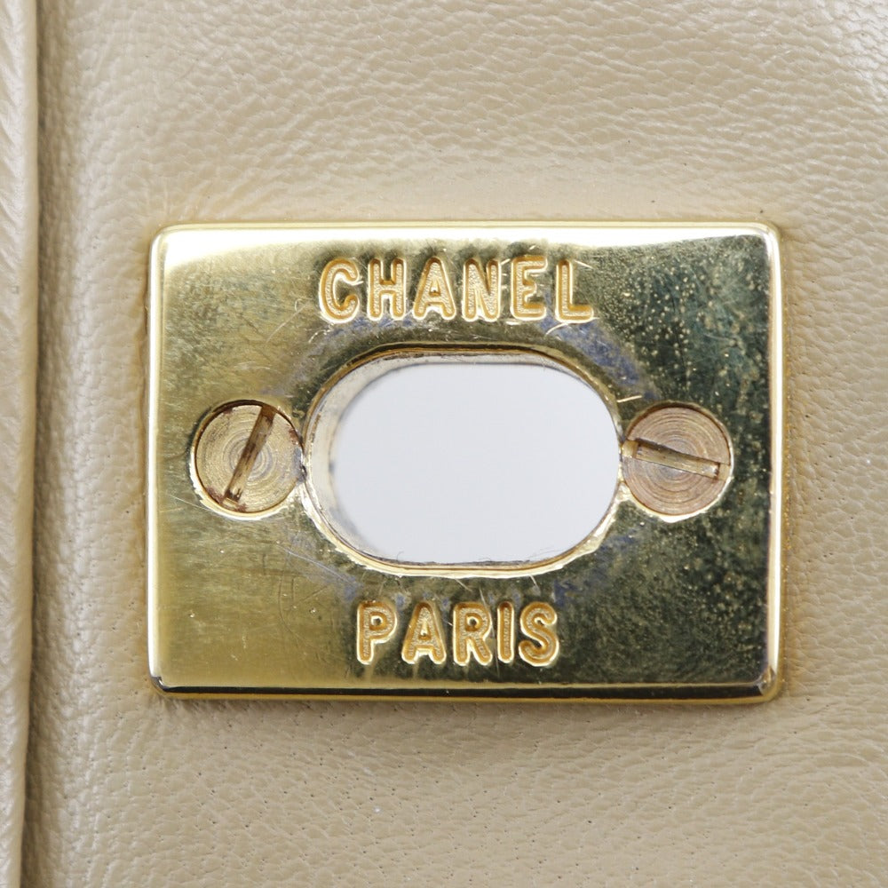 CHANEL Shoulder Bag lambskin beige Double flap Matrasse ChainShoulder Women Used