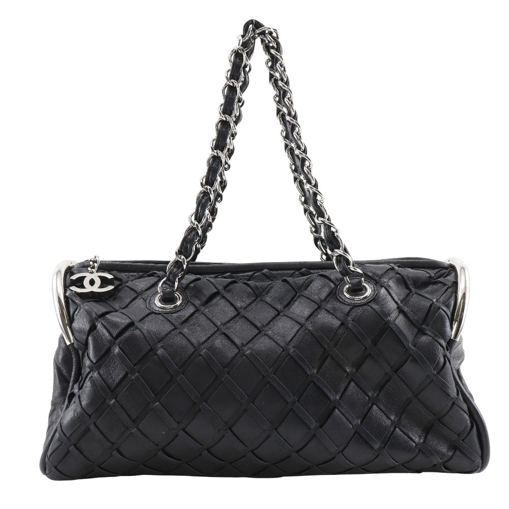 CHANEL Tote Bag lambskin black COCO Mark Matrasse Chain bag Women Used