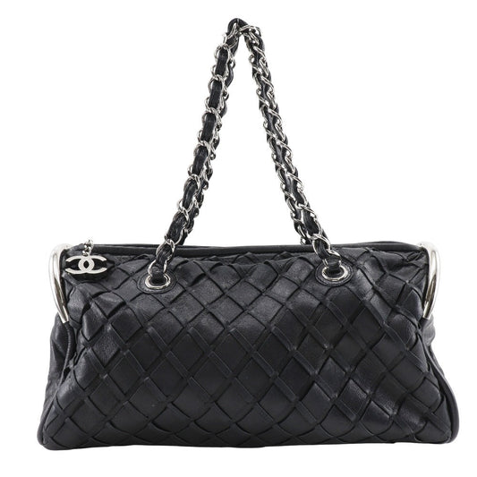 CHANEL Tote Bag lambskin black COCO Mark Matrasse Chain bag Women Used