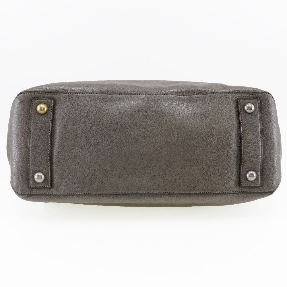 CHANEL Tote Bag Caviar skin gray 2WAY ChainShoulder 2.55 Women Used