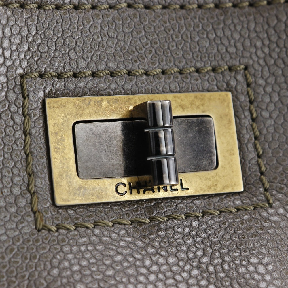CHANEL Tote Bag Caviar skin gray 2WAY ChainShoulder 2.55 Women Used