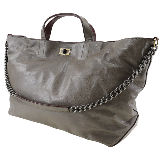 CHANEL Tote Bag Caviar skin gray 2WAY ChainShoulder 2.55 Women Used