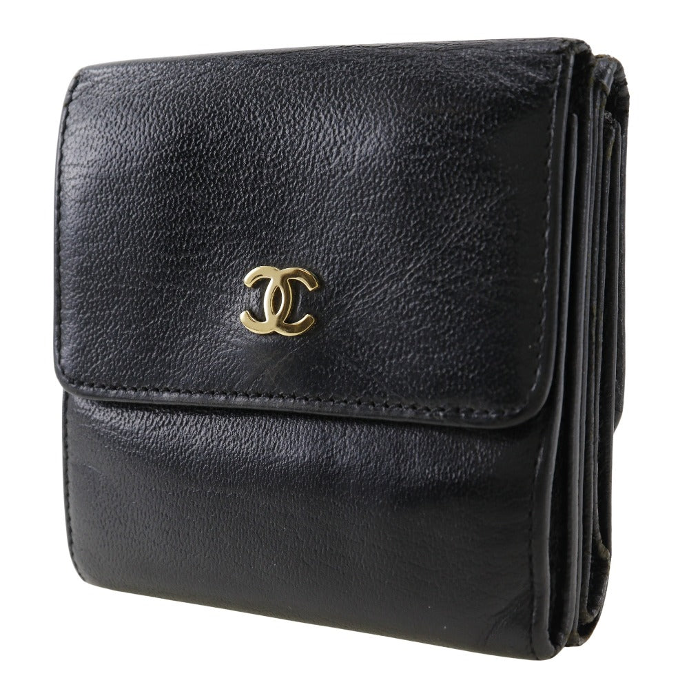 CHANEL Bifold Wallet A13456 Calfskin black W Hook Wallet  COCO Mark