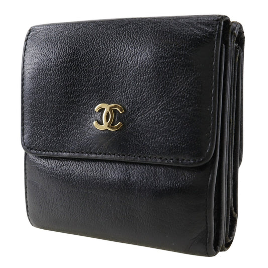CHANEL Bifold Wallet A13456 Calfskin black W Hook Wallet  COCO Mark