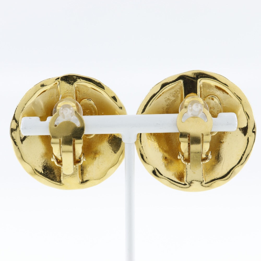 CHANEL Earring Plated Gold gold vintage Matrasse COCO Mark Women Used