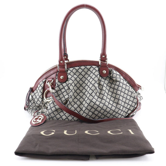 GUCCI Handbag 223974 GG canvas Gray, Red Sukey Diamante Women Used