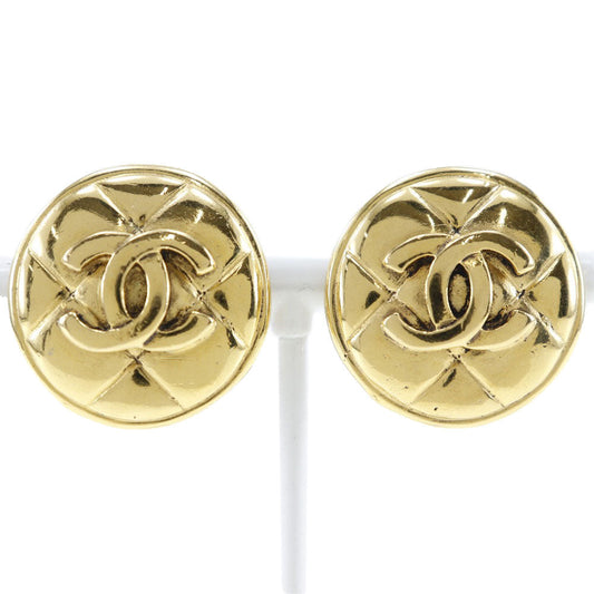 CHANEL Earring Plated Gold gold vintage Matrasse COCO Mark Women Used