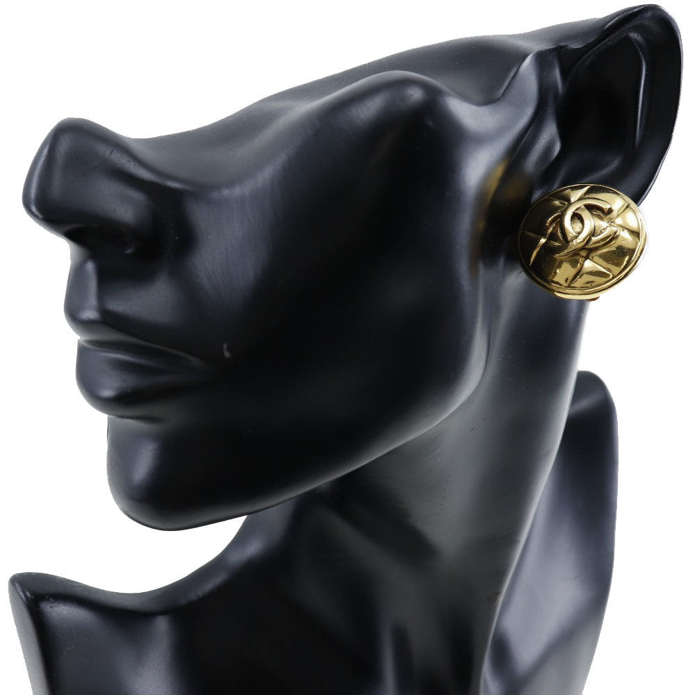 CHANEL Earring Plated Gold gold vintage Matrasse COCO Mark Women Used