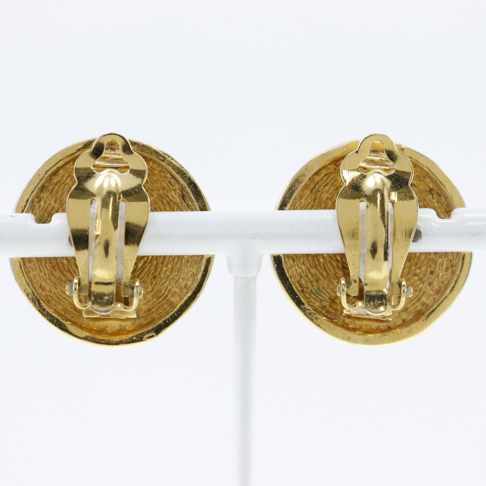 CHANEL Earring Plated Gold gold vintage Matrasse COCO Mark Women Used