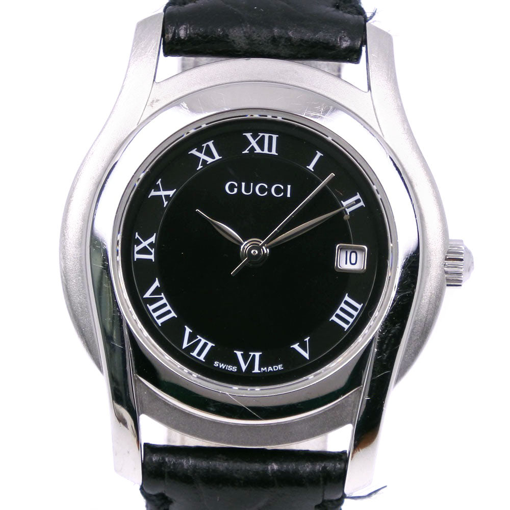 GUCCI Watches Quartz 5500L Stainless Steel , Leather Silver black dial Women Used