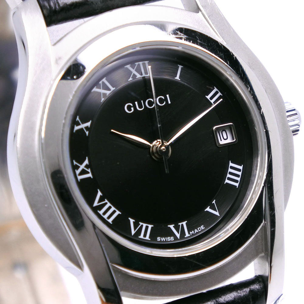 GUCCI Watches Quartz 5500L Stainless Steel , Leather Silver black dial Women Used