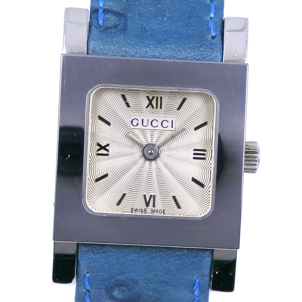 GUCCI Watches Quartz 7900P Stainless Steel , Leather Silver/light blue Silver dial Women Used