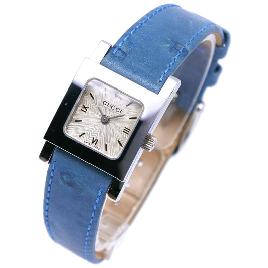 GUCCI Watches Quartz 7900P Stainless Steel , Leather Silver/light blue Silver dial Women Used