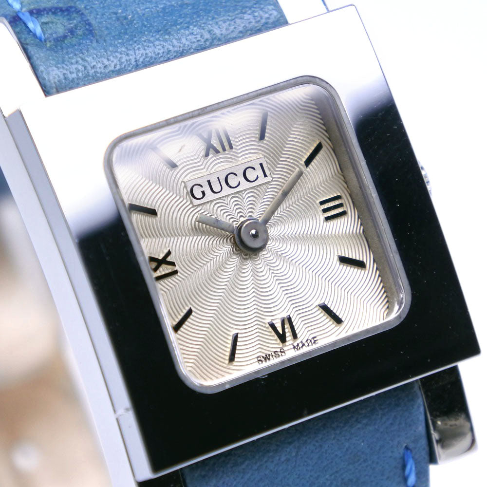 GUCCI Watches Quartz 7900P Stainless Steel , Leather Silver/light blue Silver dial Women Used