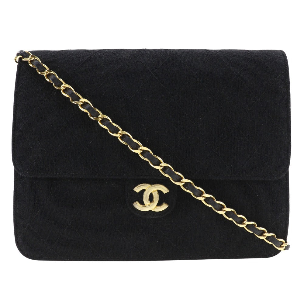 CHANEL Shoulder Bag cotton black Matrasse ChainShoulder