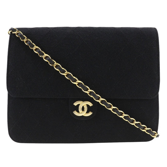 CHANEL Shoulder Bag cotton black Matrasse ChainShoulder