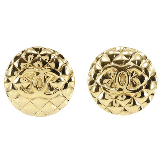 CHANEL Earring Plated Gold gold Matrasse COCO Mark Women Used