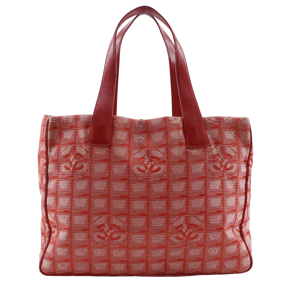 CHANEL Tote Bag Nylon canvas Red New travel line Tote MM