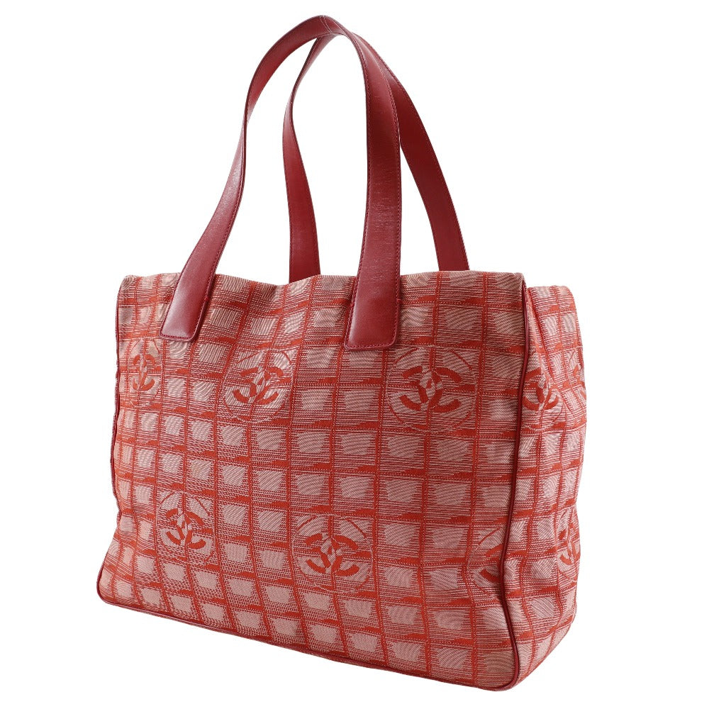 CHANEL Tote Bag Nylon canvas Red New travel line Tote MM